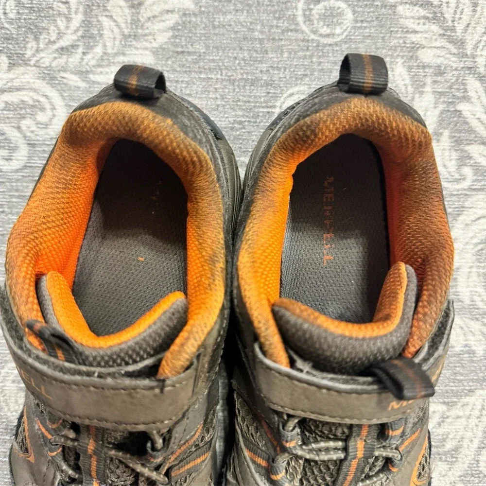 Merrell Trail Chaser Boys Hiking Trail Sneakers Gray Orange Hook & Loop